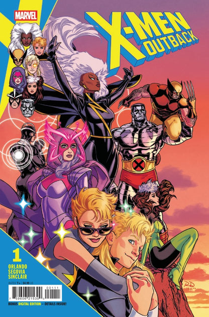 Cover of X-Men: Outback #1 Russell Dauterman Cover — main cover art by Russell Dauterman featuring Storm, Wolverine, Rogue, Colossus, Psylocke, and the Outback X-Men team, Marvel Comics 2026