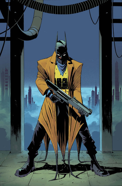 Cover of Absolute Batman #24 Cover A Nick Dragotta — main cover art by Nick Dragotta featuring Batman in a yellow trench coat wielding a shotgun against a blue cityscape, DC Comics 2026