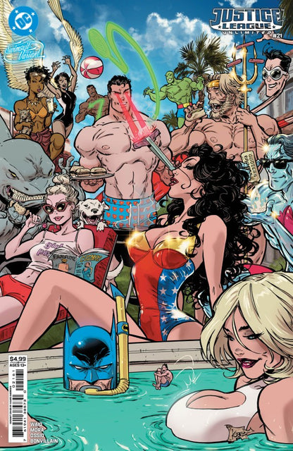 Cover of Justice League Unlimited #21 Cover F swimsuit variant by Kaare Andrews, DC Comics
