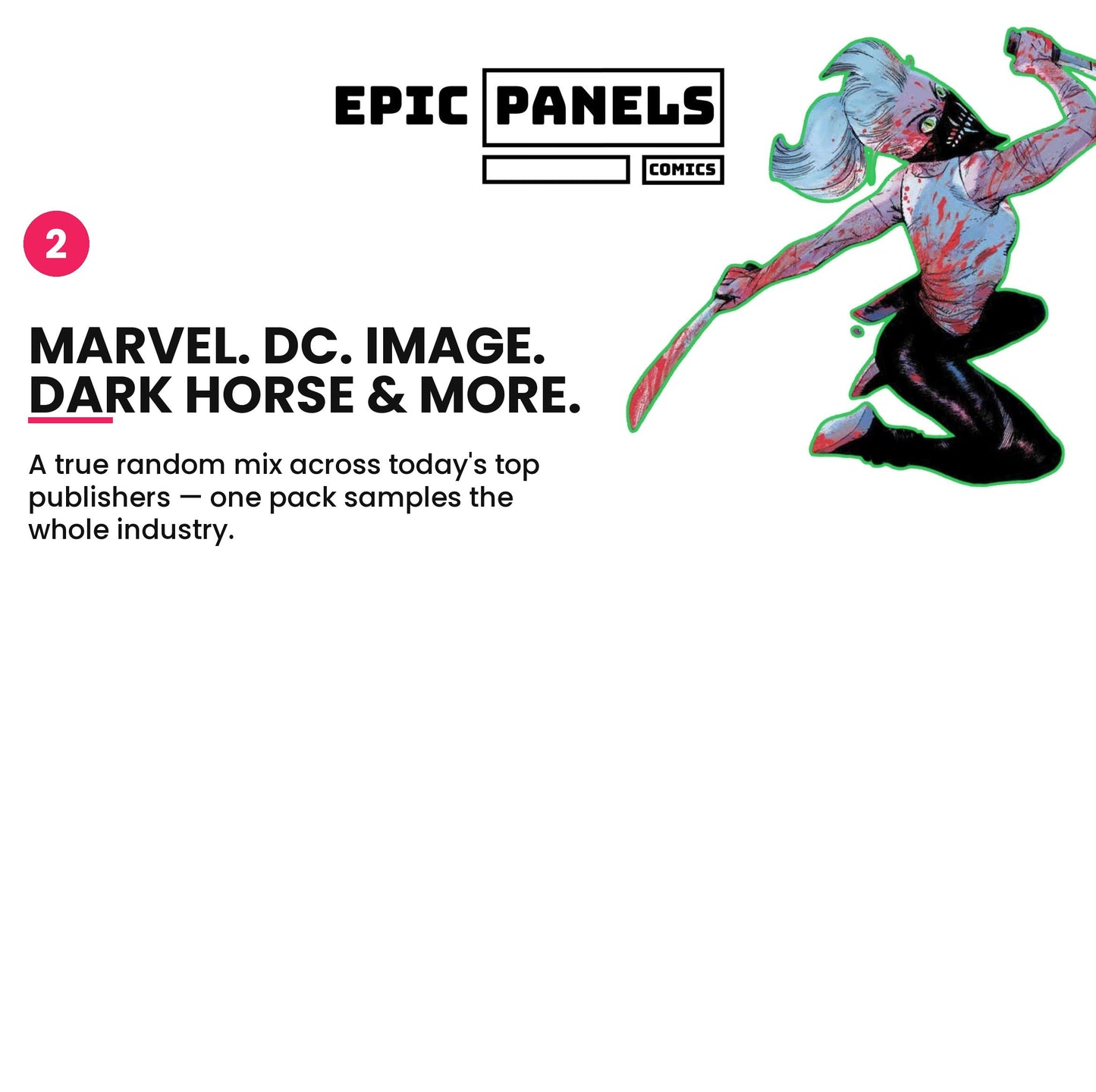 Infographic: Epic Panels 5-Pack of New Comics mixes titles from Marvel, DC, Image, Dark Horse and other top comic book publishers in every mystery bundle