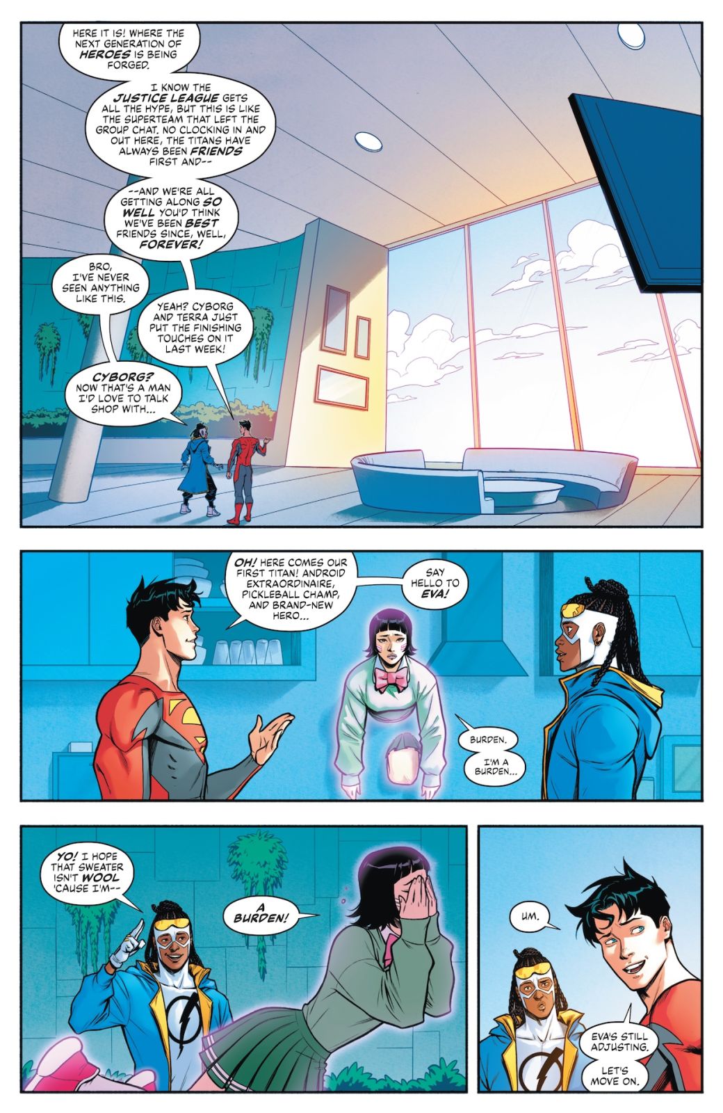 New Titans #38 interior preview — Static tours Titans HQ