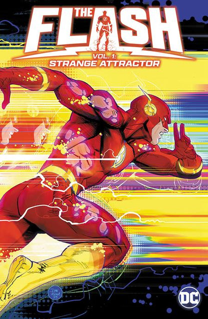 Comic panel from The Flash: Strange Attractor showcasing dynamic action art and Barry Allen’s high-speed battles.