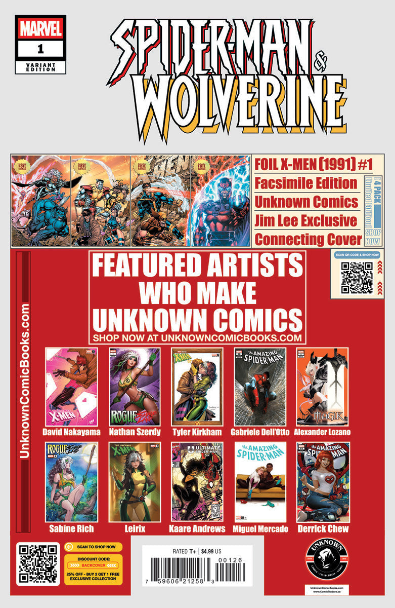 Spider-Man & Wolverine #1 Tyler Kirkham virgin variant, back cover