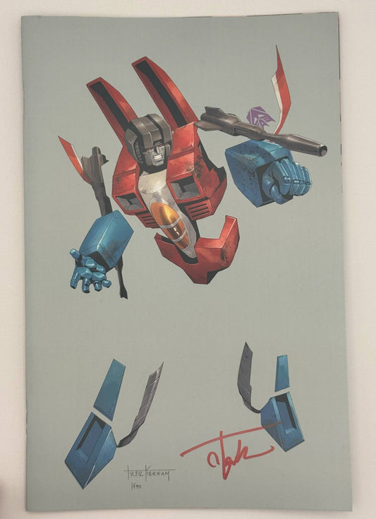 Transformers #18 Tyler Kirkham negative space virgin variant, photo of signed copy