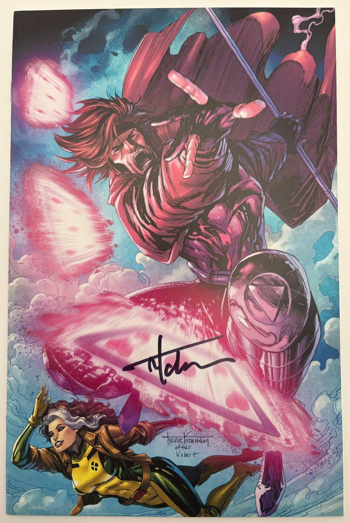Uncanny X-Men #266 Tyler Kirkham facsimile edition virgin variant 1st Gambit, photo of signed copy